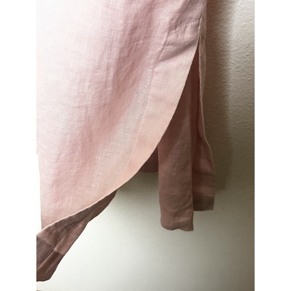 Lands End 100% Linen Duster Tunic Button Up Side Slits Sz 16W Boho LagenLook - Picture 5 of 8